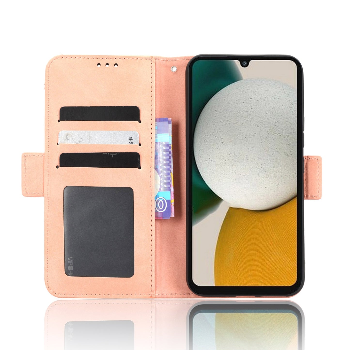 Samsung Galaxy A34 5G Skin Feel PU Leather Wallet Phone Case with Card Slots, Cash Pocket, Magnetic Closure, Built-In Stand, Full Protection TPU Cover