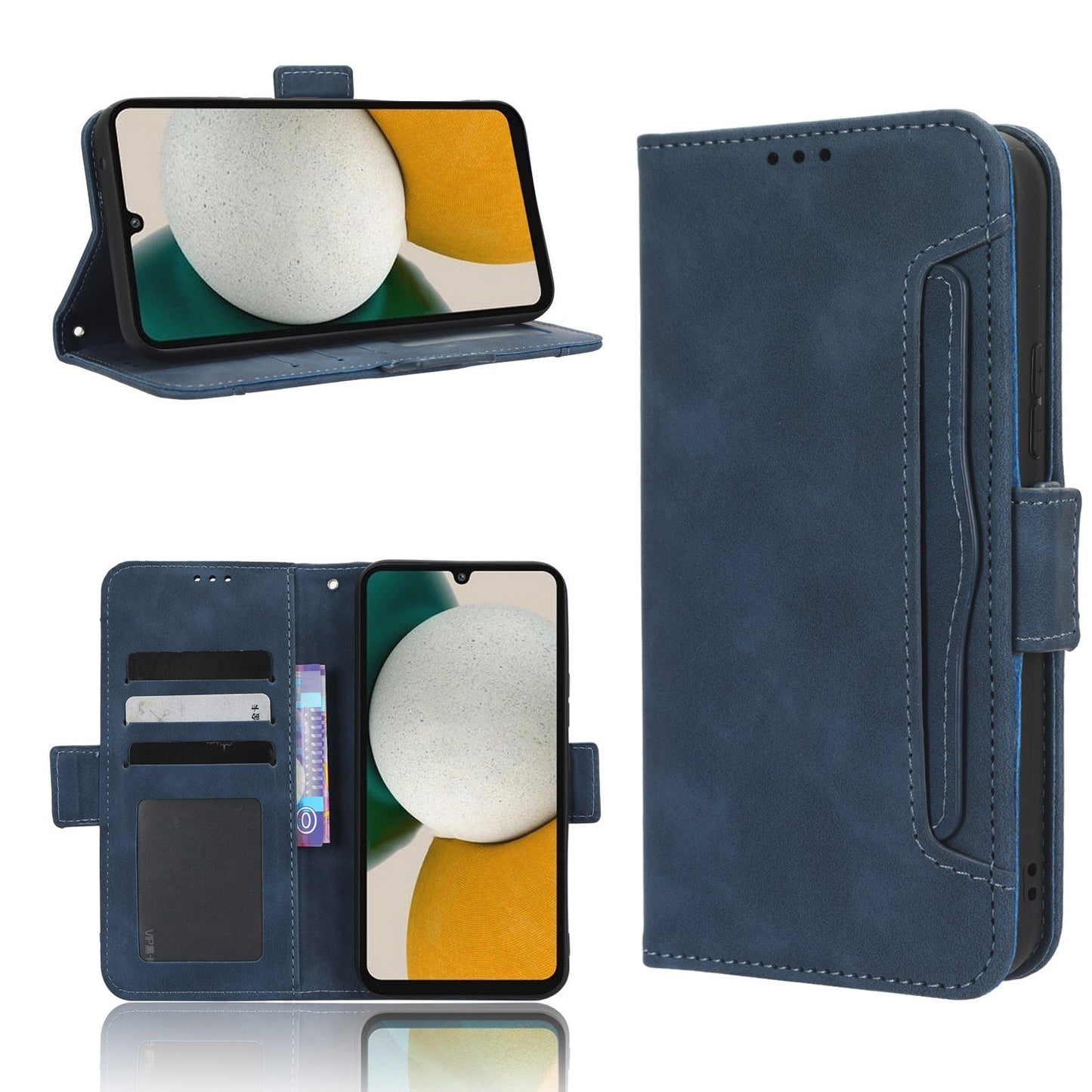 Samsung Galaxy A34 5G Skin Feel PU Leather Wallet Phone Case with Card Slots, Cash Pocket, Magnetic Closure, Built-In Stand, Full Protection TPU Cover