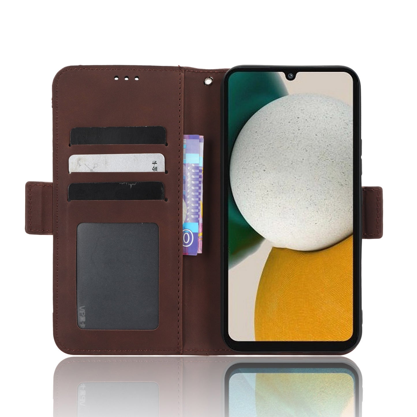 Samsung Galaxy A34 5G Skin Feel PU Leather Wallet Phone Case with Card Slots, Cash Pocket, Magnetic Closure, Built-In Stand, Full Protection TPU Cover