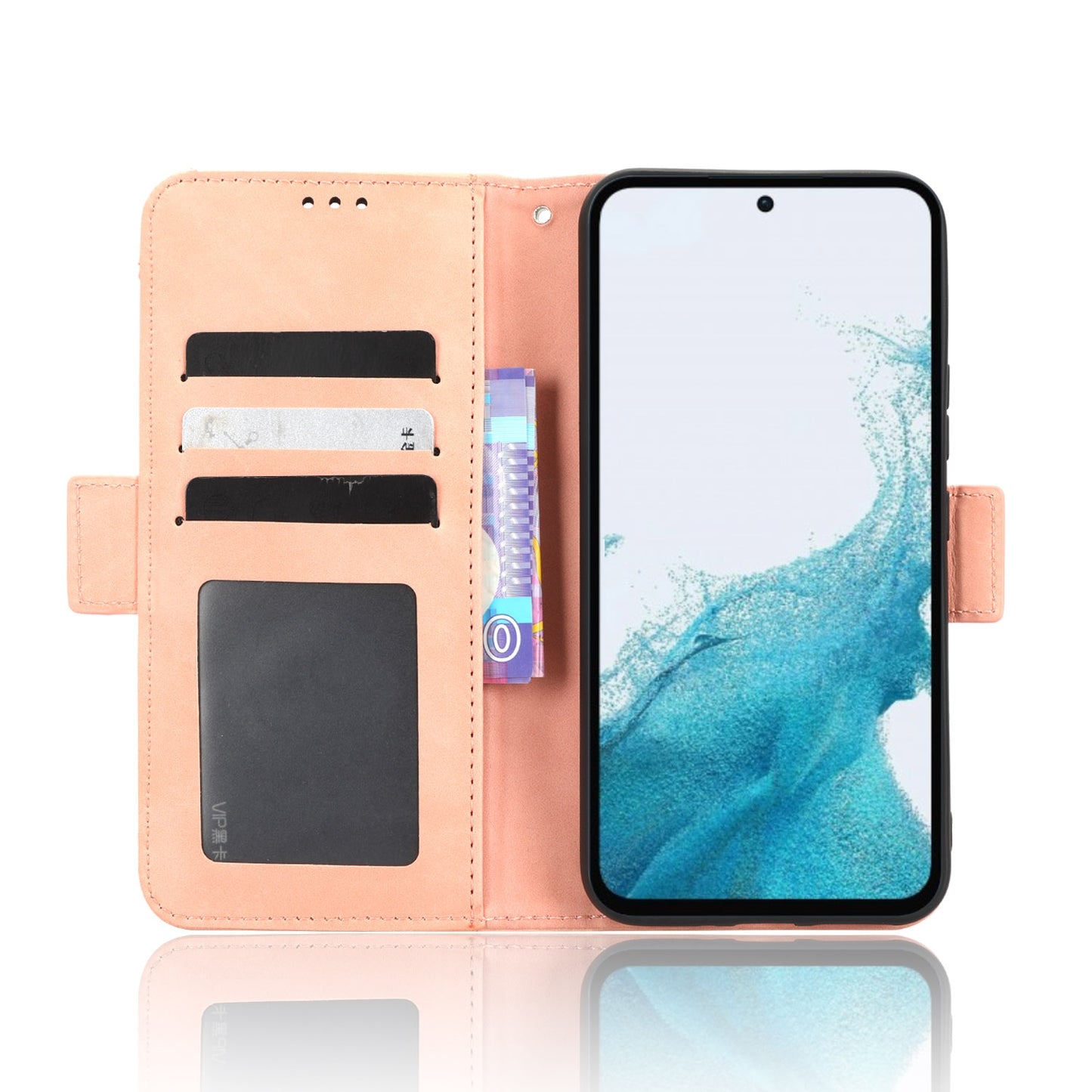 Samsung Galaxy A54 5G Skin Feel PU Leather Wallet Phone Case with Card Slots, Cash Pocket, Magnetic Closure, Built-In Stand, Full Protection TPU Cover