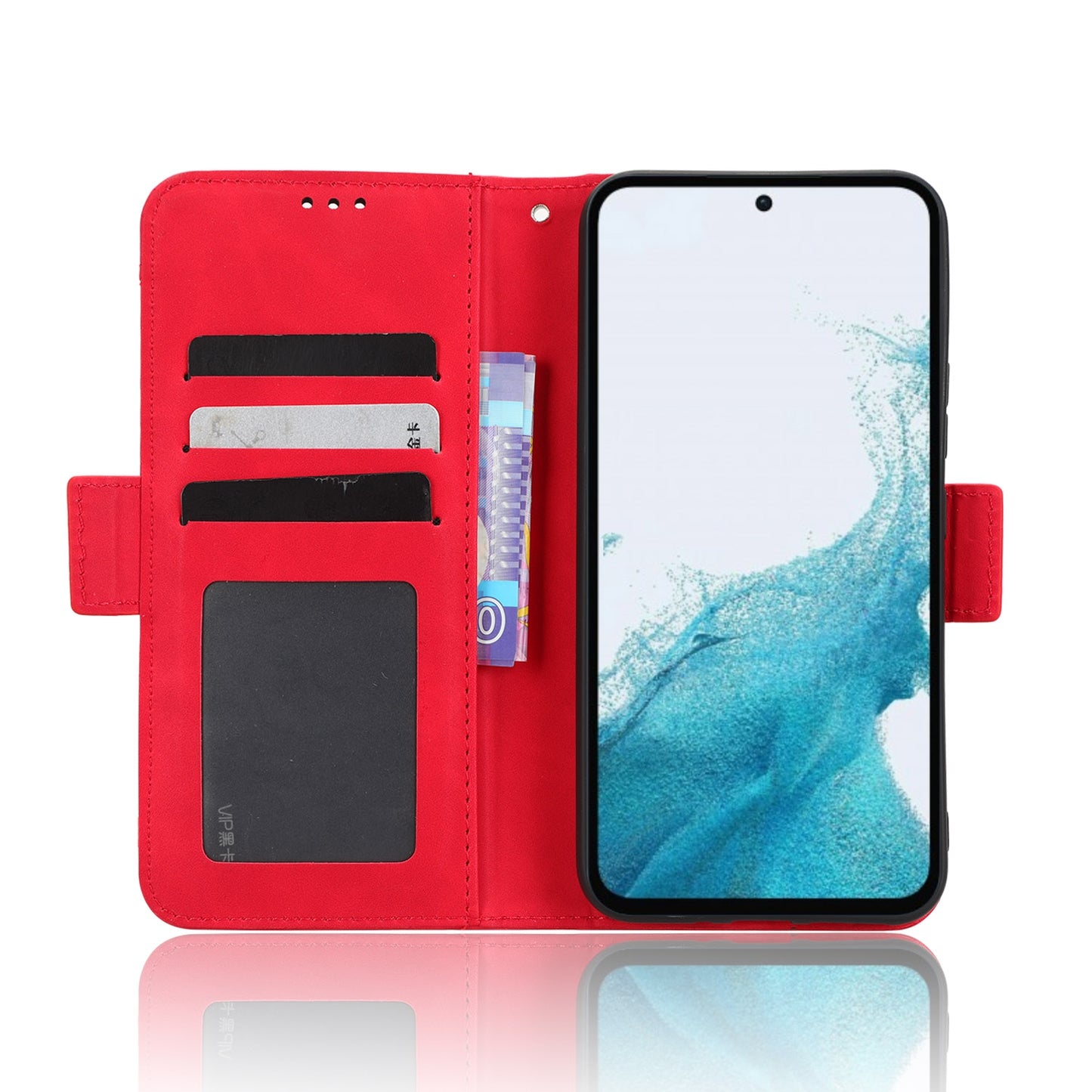 Samsung Galaxy A54 5G Skin Feel PU Leather Wallet Phone Case with Card Slots, Cash Pocket, Magnetic Closure, Built-In Stand, Full Protection TPU Cover