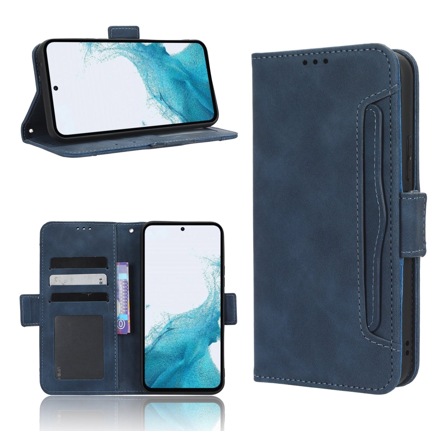 Samsung Galaxy A54 5G Skin Feel PU Leather Wallet Phone Case with Card Slots, Cash Pocket, Magnetic Closure, Built-In Stand, Full Protection TPU Cover