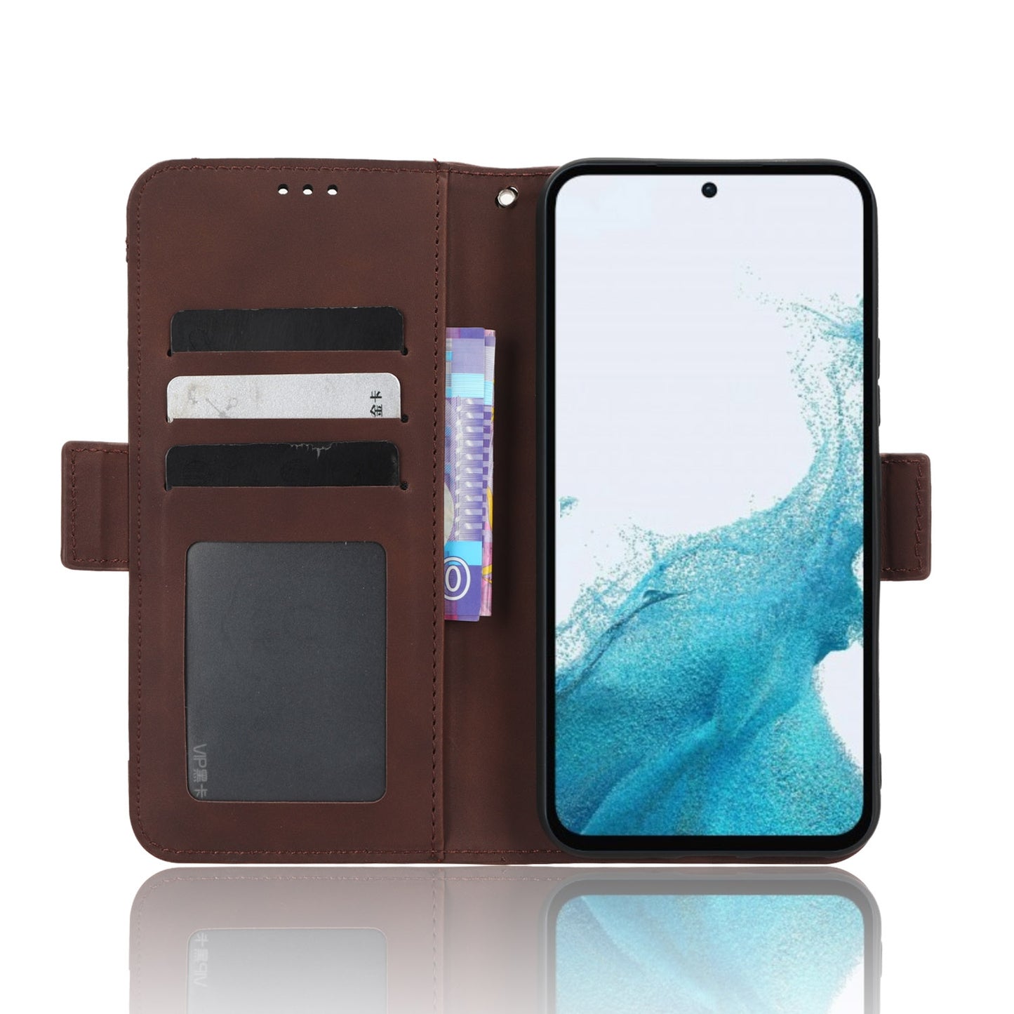 Samsung Galaxy A54 5G Skin Feel PU Leather Wallet Phone Case with Card Slots, Cash Pocket, Magnetic Closure, Built-In Stand, Full Protection TPU Cover