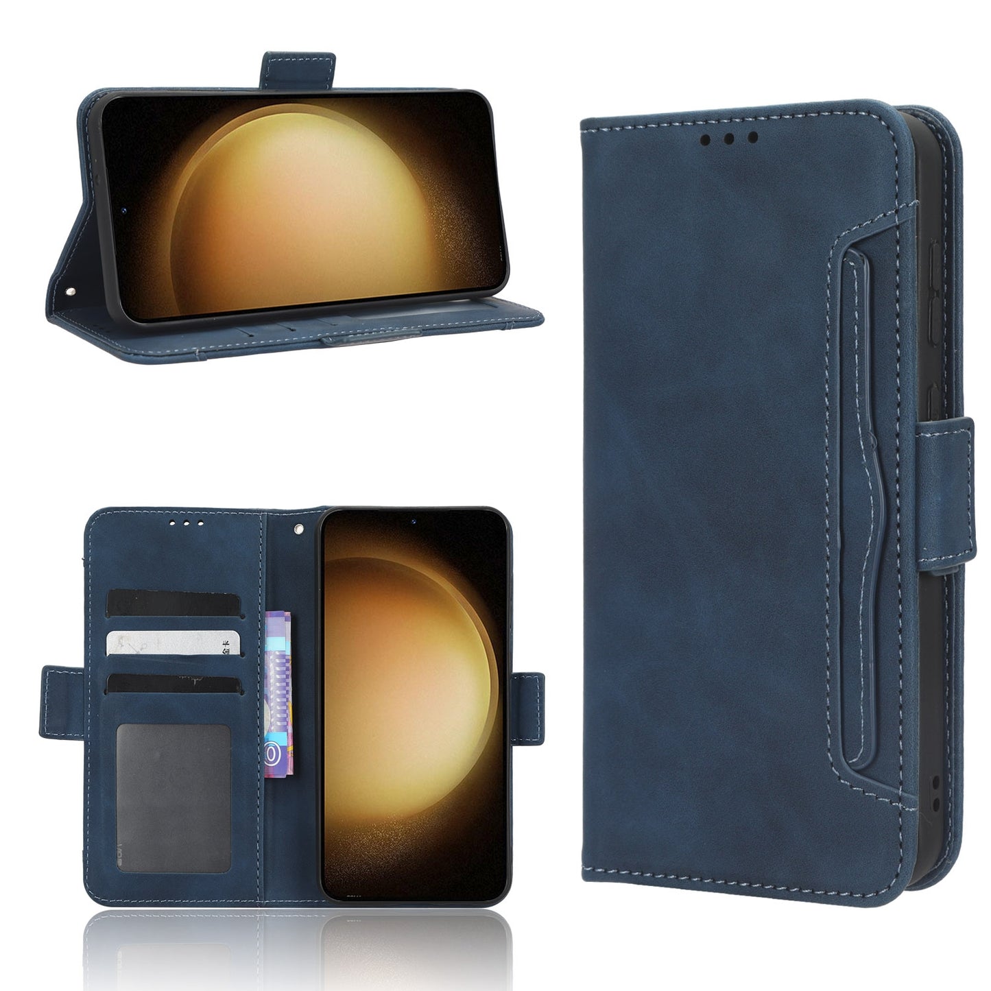 Samsung Galaxy S23+ 5G Skin Feel PU Leather Wallet Phone Case with Card Slots, Cash Pocket, Magnetic Closure, Built-In Stand, Full Protection TPU Cover