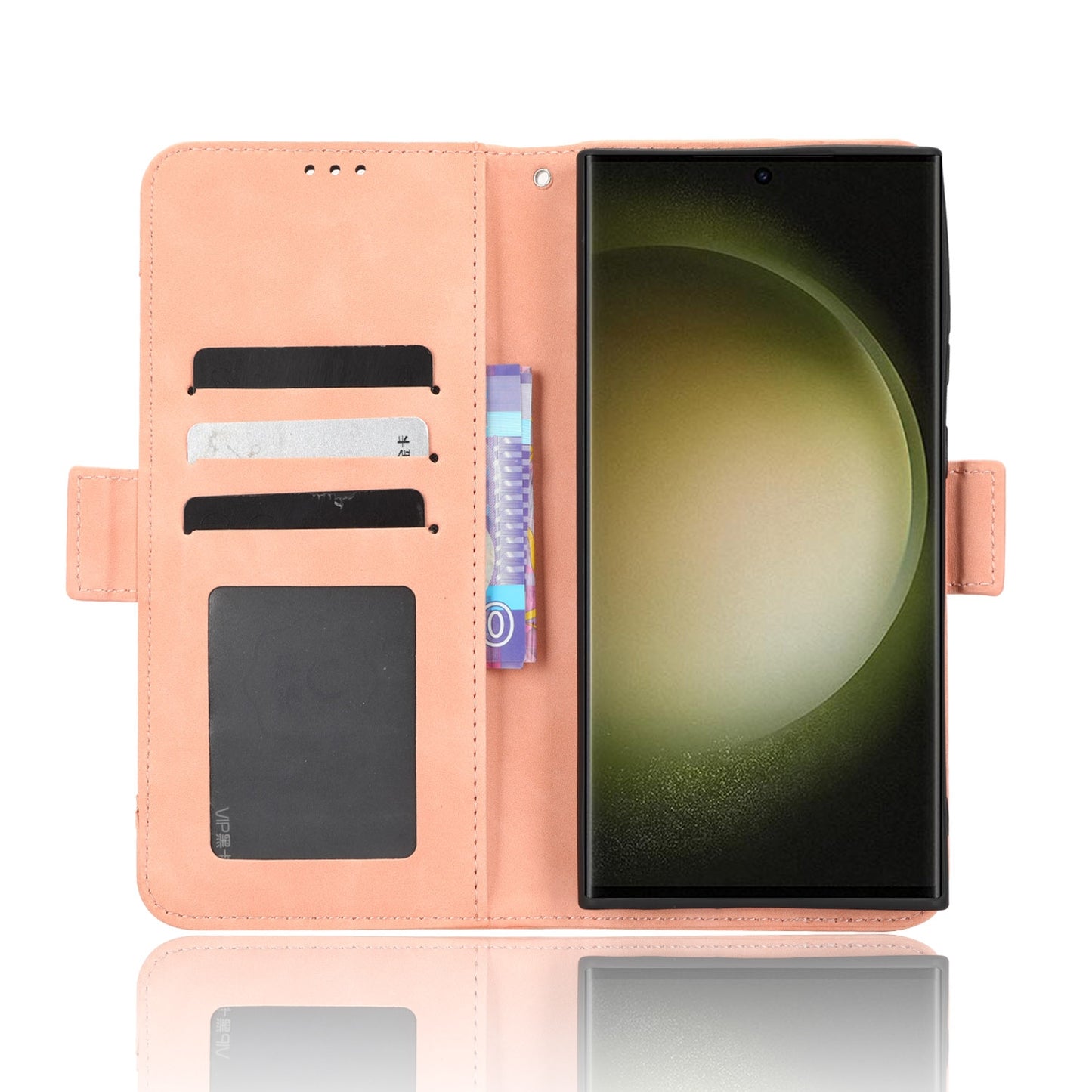 Samsung Galaxy S23 Ultra 5G Skin Feel PU Leather Wallet Phone Case with Card Slots, Cash Pocket, Magnetic Closure, Built-In Stand, Full Protection TPU Cover