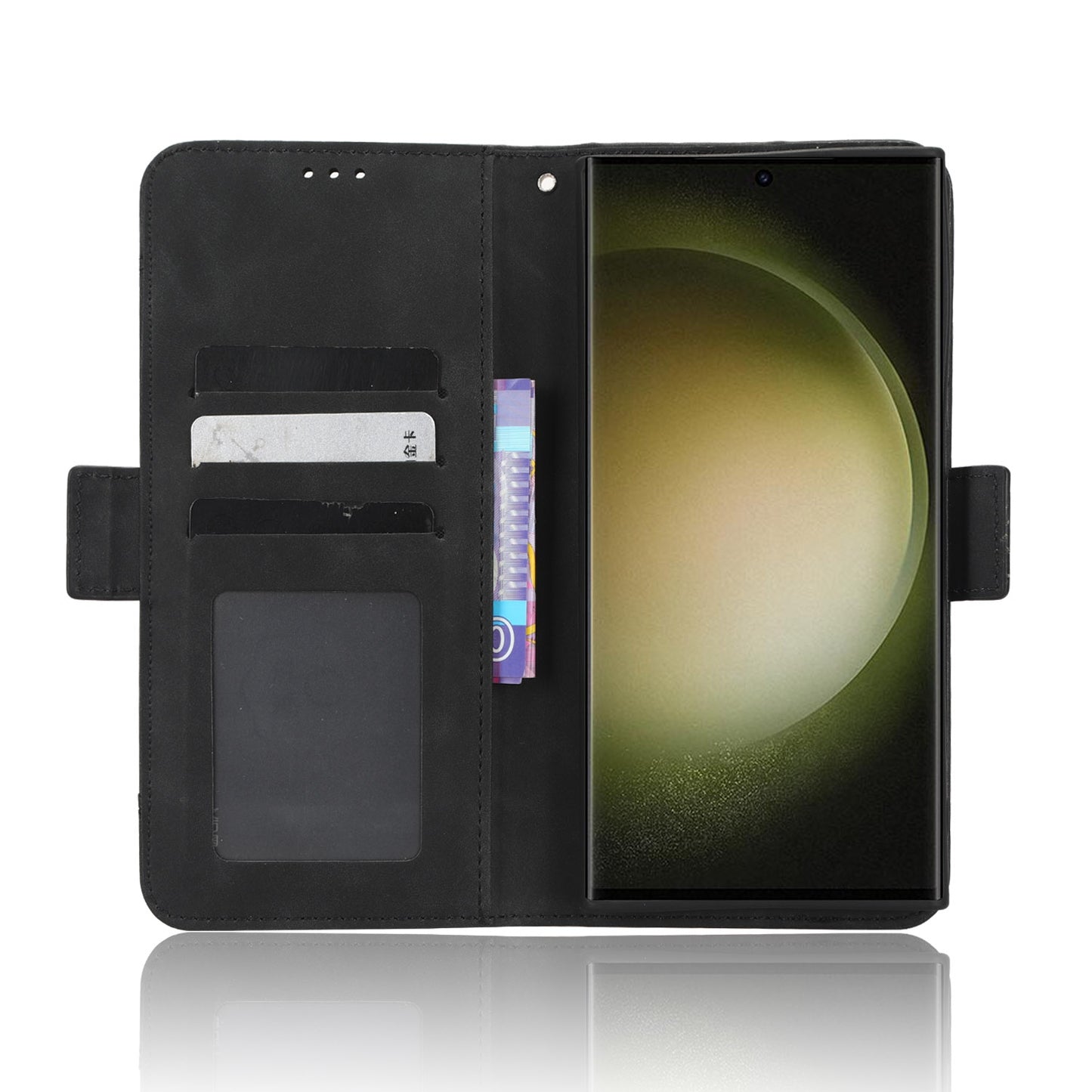 Samsung Galaxy S23 Ultra 5G Skin Feel PU Leather Wallet Phone Case with Card Slots, Cash Pocket, Magnetic Closure, Built-In Stand, Full Protection TPU Cover
