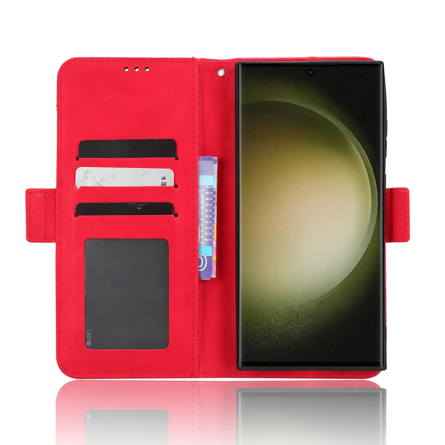 Samsung Galaxy S23 Ultra 5G Skin Feel PU Leather Wallet Phone Case with Card Slots, Cash Pocket, Magnetic Closure, Built-In Stand, Full Protection TPU Cover