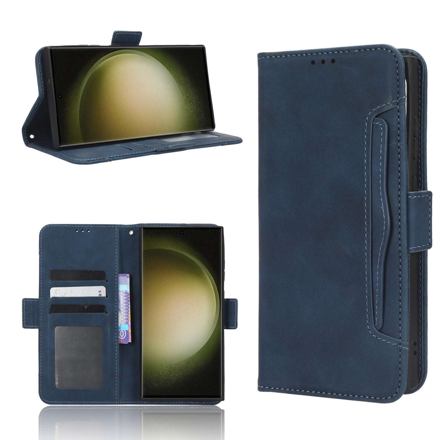 Samsung Galaxy S23 Ultra 5G Skin Feel PU Leather Wallet Phone Case with Card Slots, Cash Pocket, Magnetic Closure, Built-In Stand, Full Protection TPU Cover