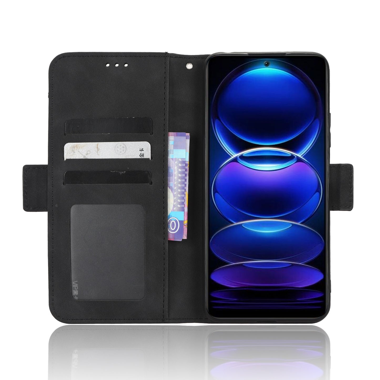 Xiaomi Redmi Note 12 5G Skin Feel PU Leather Wallet Phone Case with Card Slots, Cash Pocket, Magnetic Closure, Built-In Stand, Full Protection TPU Cover