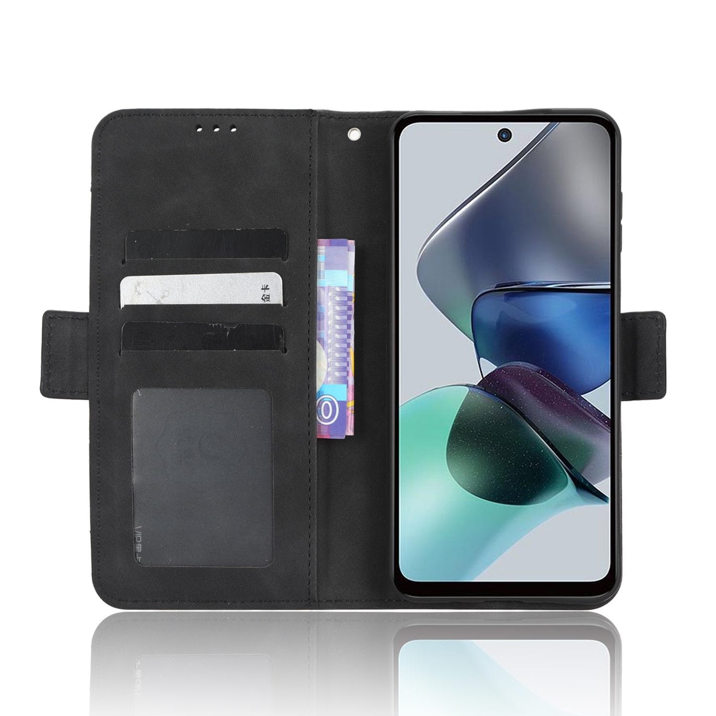 Motorola Moto G23 4G Skin Feel PU Leather Wallet Phone Case with Card Slots, Cash Pocket, Magnetic Closure, Built-In Stand, Full Protection TPU Cover