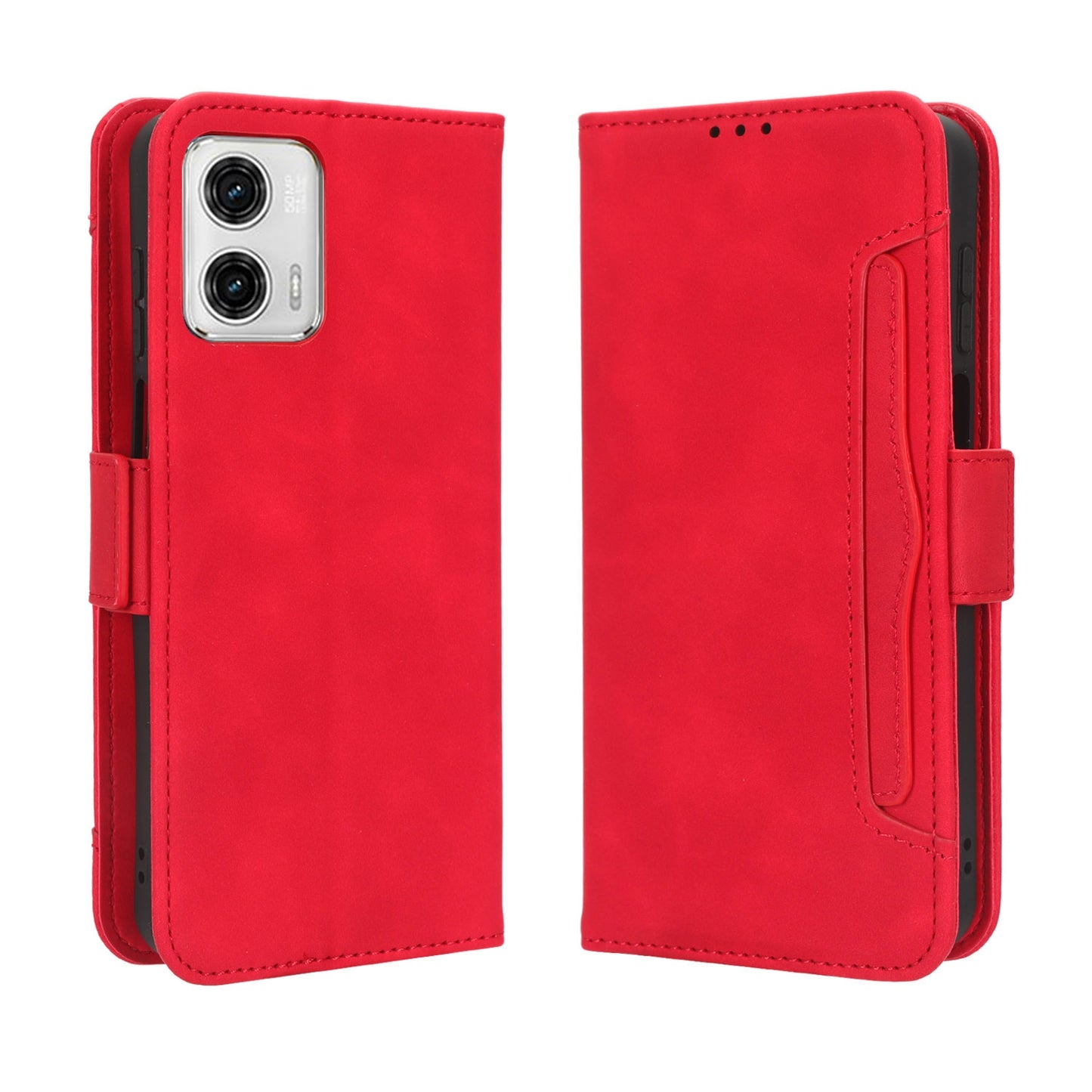 Motorola Moto G53 5G Skin Feel PU Leather Wallet Phone Case with Card Slots, Cash Pocket, Magnetic Closure, Built-In Stand, Full Protection TPU Cover