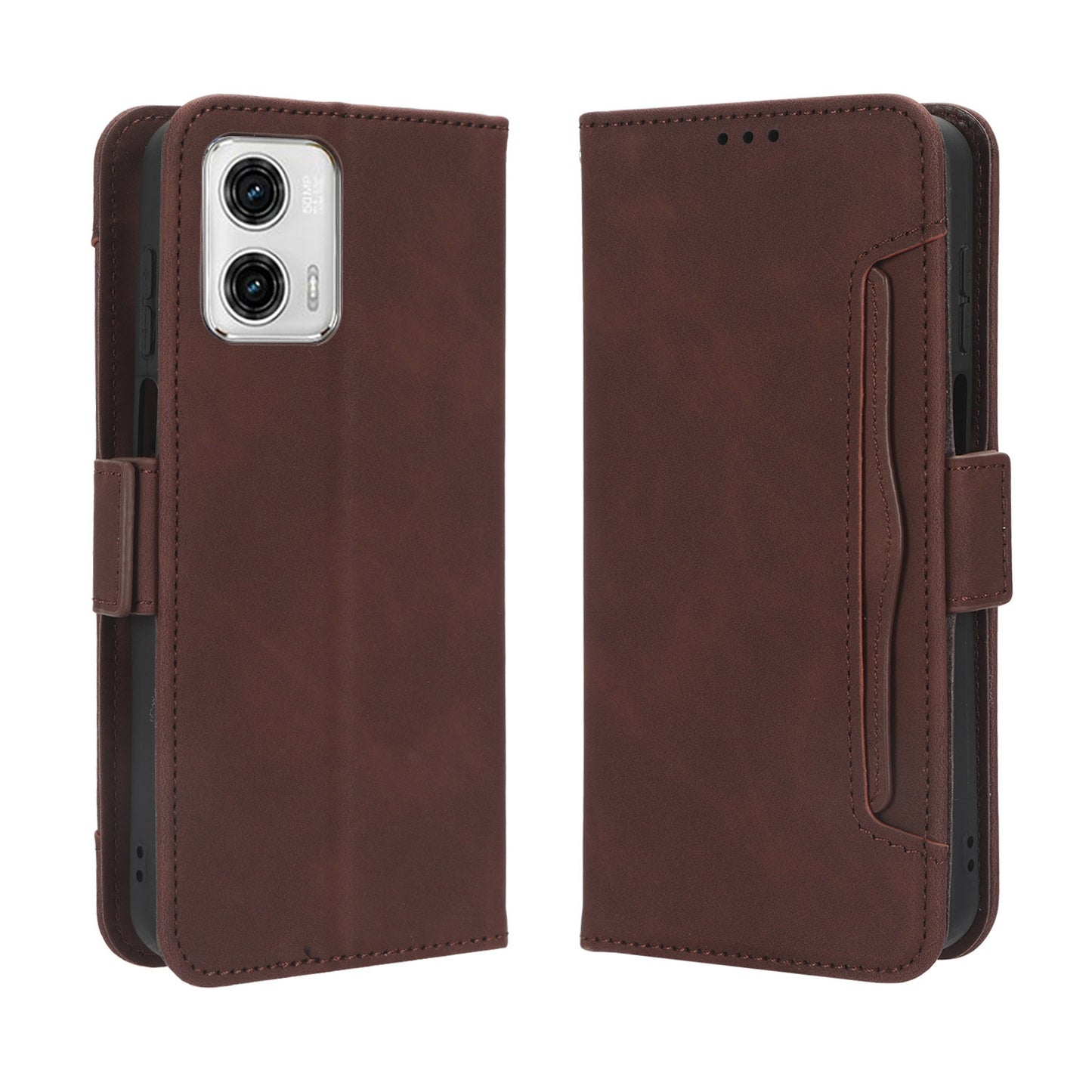 Motorola Moto G53 5G Skin Feel PU Leather Wallet Phone Case with Card Slots, Cash Pocket, Magnetic Closure, Built-In Stand, Full Protection TPU Cover