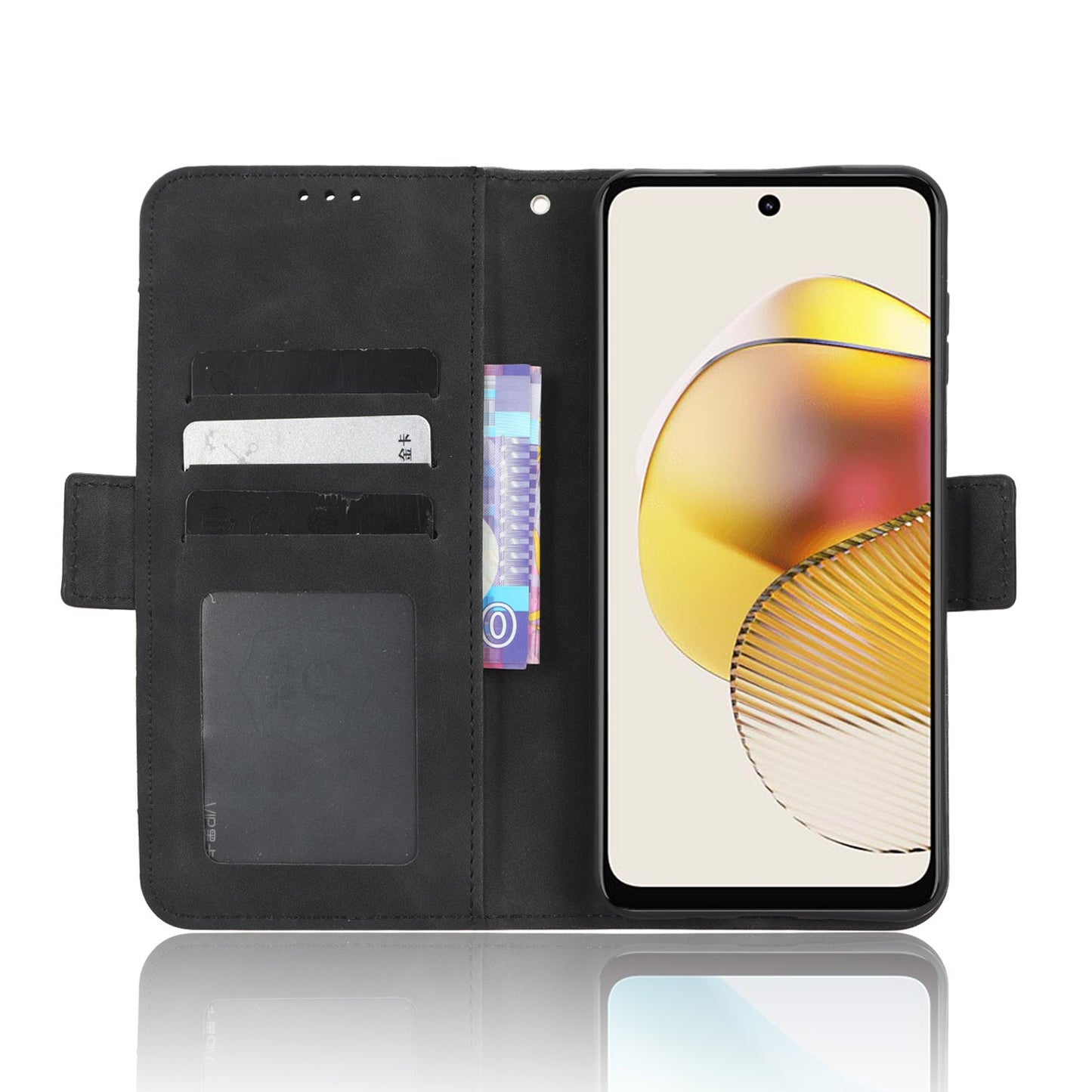 Motorola Moto G73 5G Skin Feel PU Leather Wallet Phone Case with Card Slots, Cash Pocket, Magnetic Closure, Built-In Stand, Full Protection TPU Cover