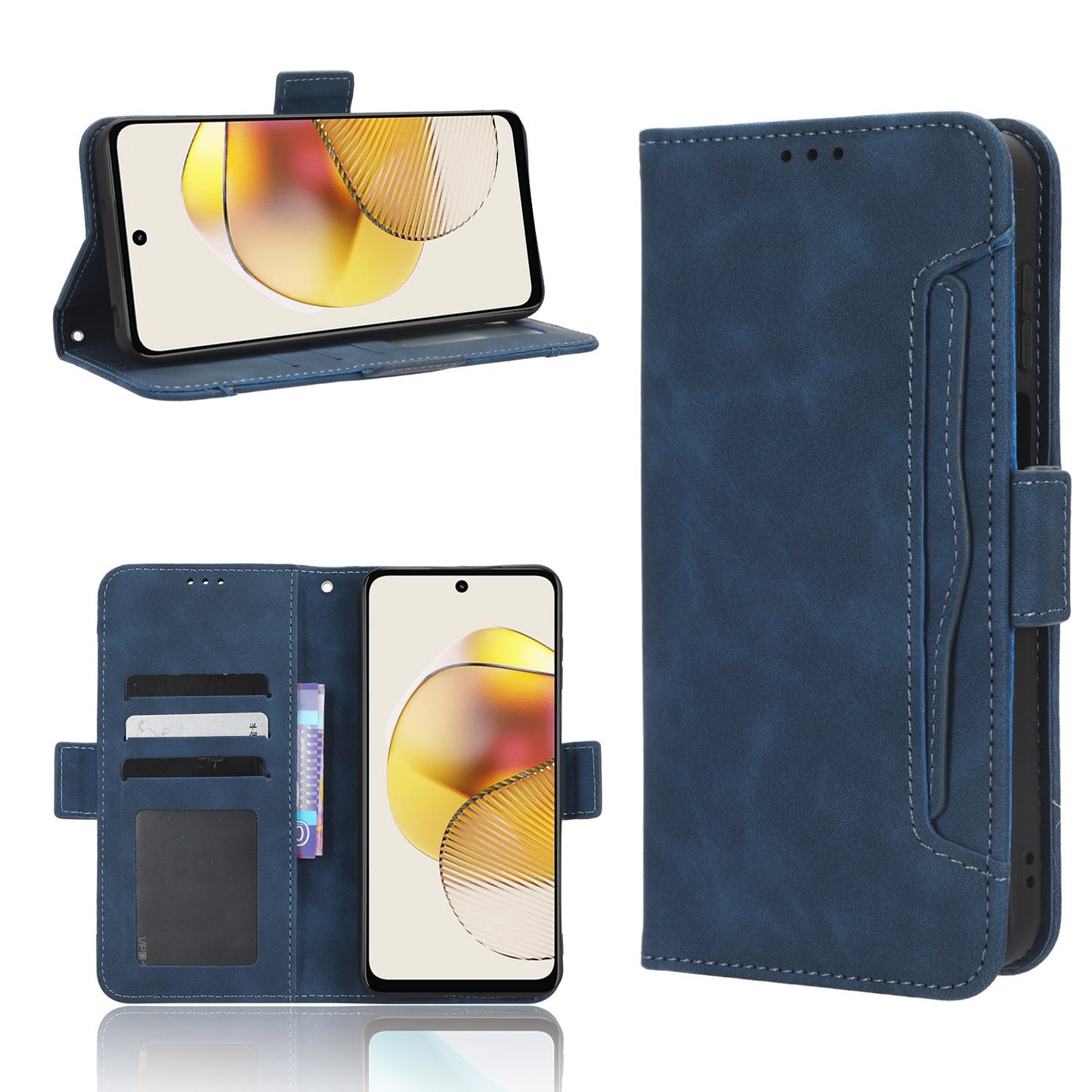 Motorola Moto G73 5G Skin Feel PU Leather Wallet Phone Case with Card Slots, Cash Pocket, Magnetic Closure, Built-In Stand, Full Protection TPU Cover