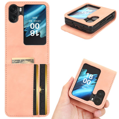 OPPO Find N2 Flip Skin Feel PU Leather Wallet Phone Case with Card Slots, Cash Pocket, Magnetic Closure, Built-In Stand, Full Protection TPU Cover