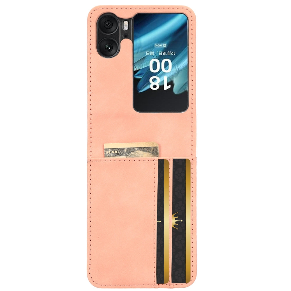 OPPO Find N2 Flip Skin Feel PU Leather Wallet Phone Case with Card Slots, Cash Pocket, Magnetic Closure, Built-In Stand, Full Protection TPU Cover