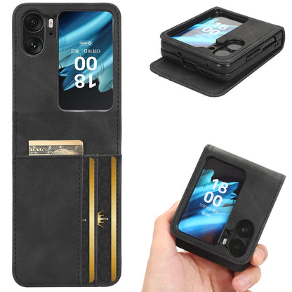 OPPO Find N2 Flip Skin Feel PU Leather Wallet Phone Case with Card Slots, Cash Pocket, Magnetic Closure, Built-In Stand, Full Protection TPU Cover