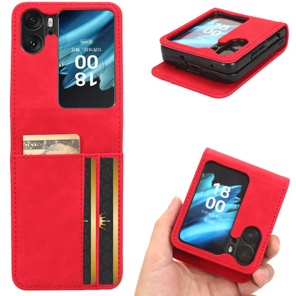 OPPO Find N2 Flip Skin Feel PU Leather Wallet Phone Case with Card Slots, Cash Pocket, Magnetic Closure, Built-In Stand, Full Protection TPU Cover