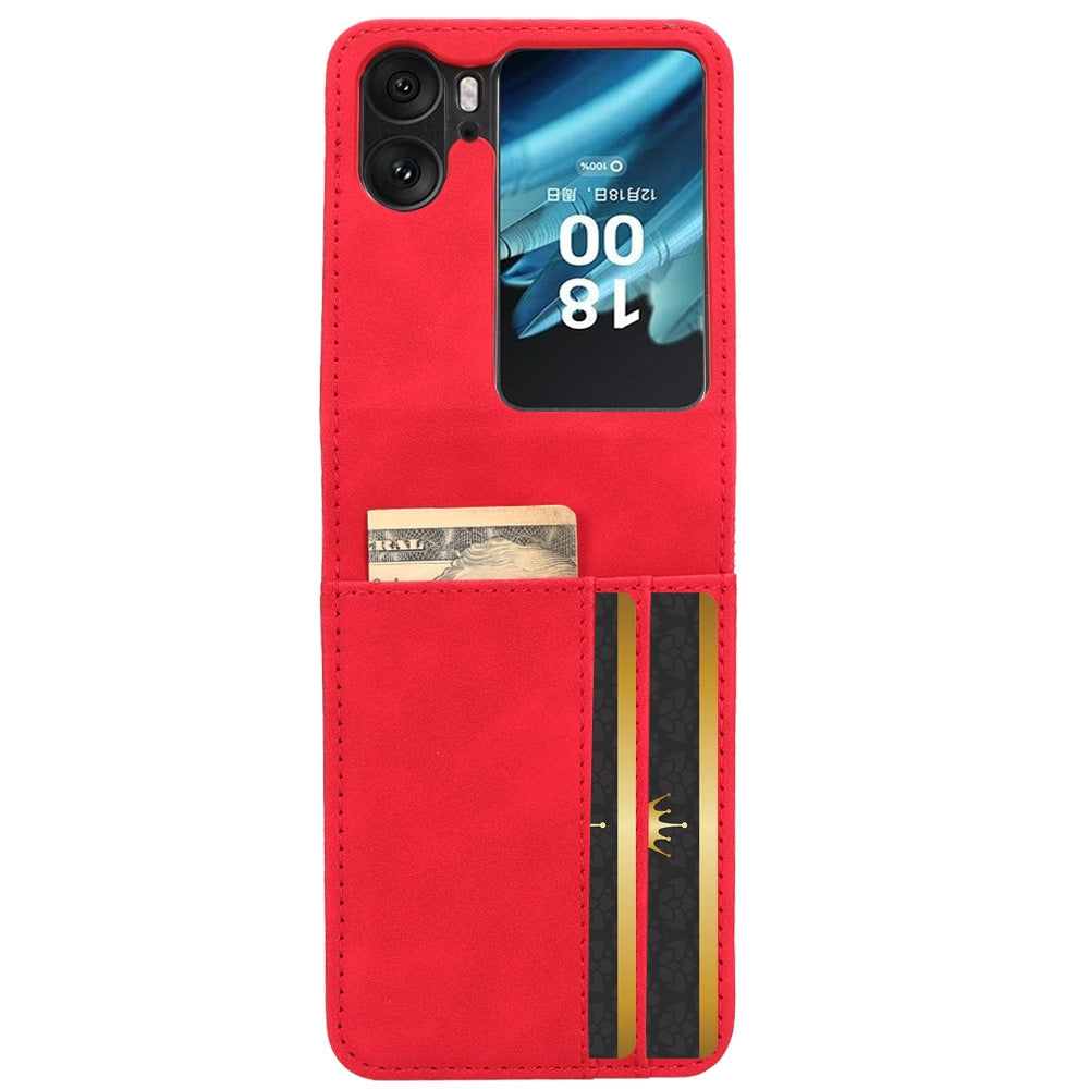 OPPO Find N2 Flip Skin Feel PU Leather Wallet Phone Case with Card Slots, Cash Pocket, Magnetic Closure, Built-In Stand, Full Protection TPU Cover