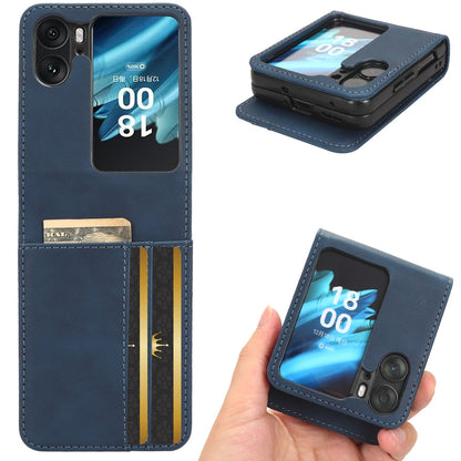 OPPO Find N2 Flip Skin Feel PU Leather Wallet Phone Case with Card Slots, Cash Pocket, Magnetic Closure, Built-In Stand, Full Protection TPU Cover