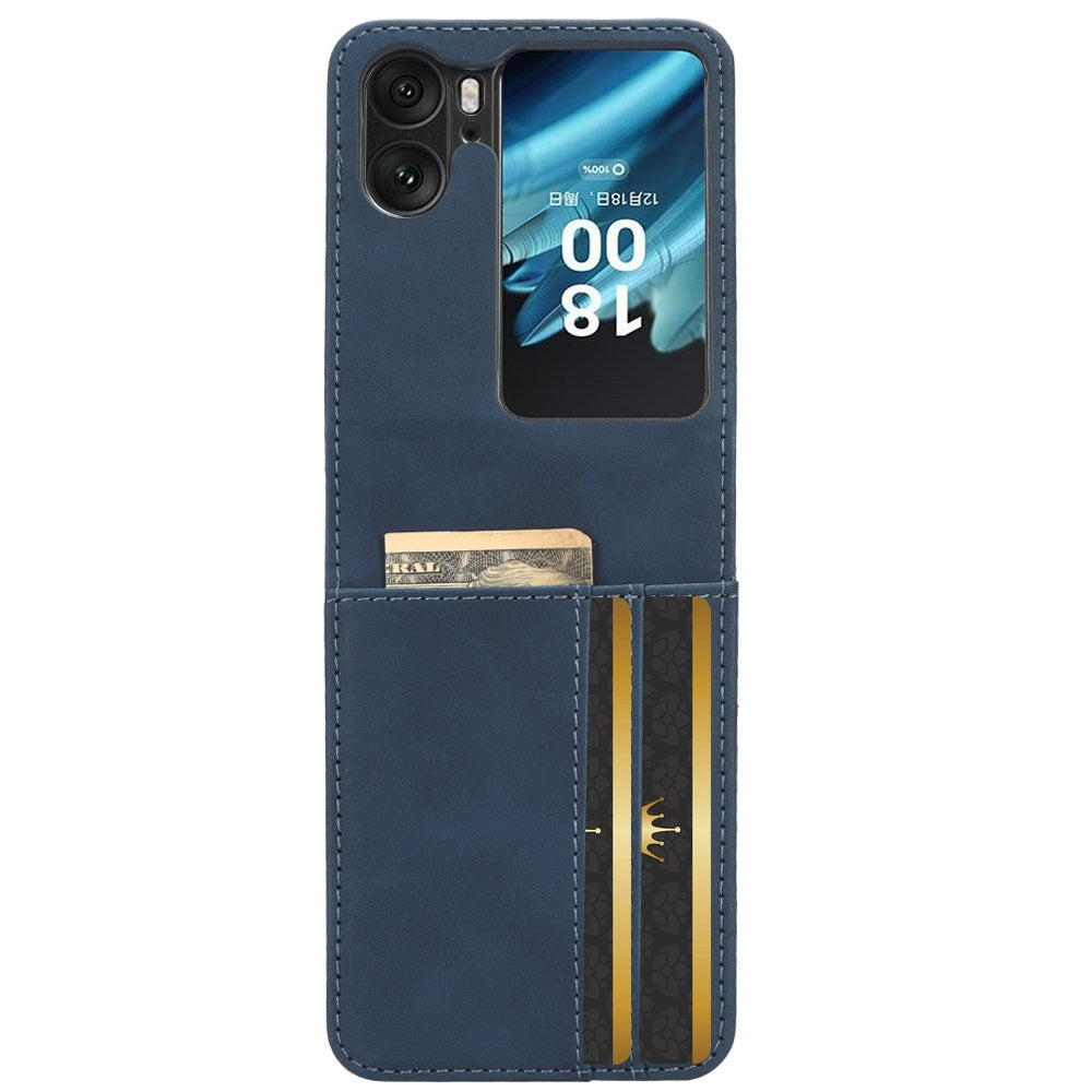 OPPO Find N2 Flip Skin Feel PU Leather Wallet Phone Case with Card Slots, Cash Pocket, Magnetic Closure, Built-In Stand, Full Protection TPU Cover