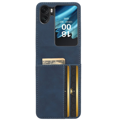 OPPO Find N2 Flip Skin Feel PU Leather Wallet Phone Case with Card Slots, Cash Pocket, Magnetic Closure, Built-In Stand, Full Protection TPU Cover