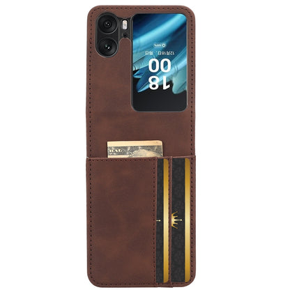 OPPO Find N2 Flip Skin Feel PU Leather Wallet Phone Case with Card Slots, Cash Pocket, Magnetic Closure, Built-In Stand, Full Protection TPU Cover