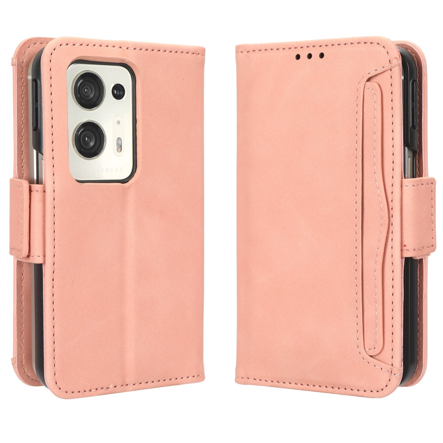 OPPO Find N2 Skin Feel PU Leather Wallet Phone Case with Card Slots, Cash Pocket, Magnetic Closure, Built-In Stand, Full Protection TPU Cover