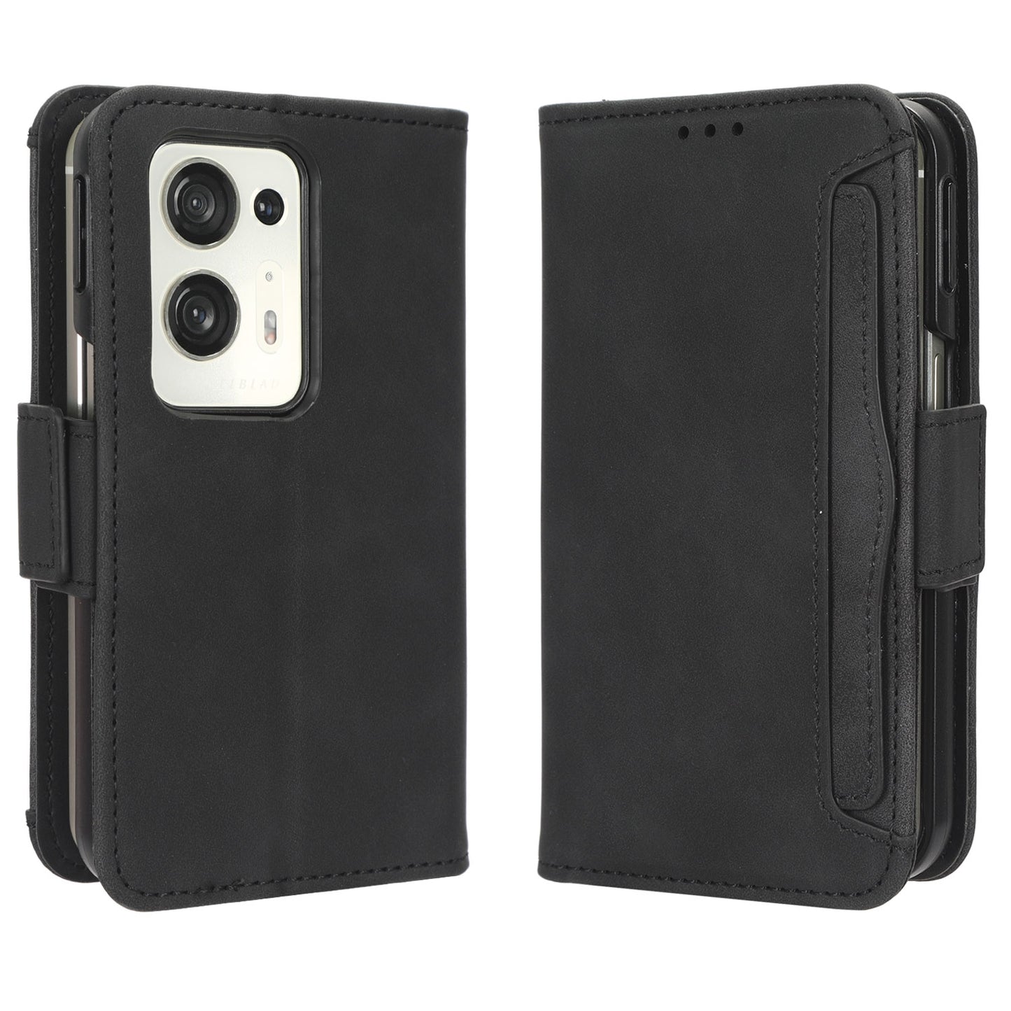 OPPO Find N2 Skin Feel PU Leather Wallet Phone Case with Card Slots, Cash Pocket, Magnetic Closure, Built-In Stand, Full Protection TPU Cover
