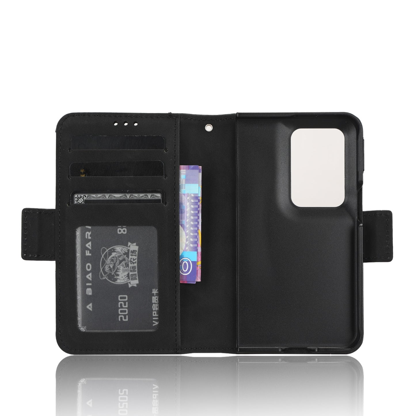 OPPO Find N2 Skin Feel PU Leather Wallet Phone Case with Card Slots, Cash Pocket, Magnetic Closure, Built-In Stand, Full Protection TPU Cover