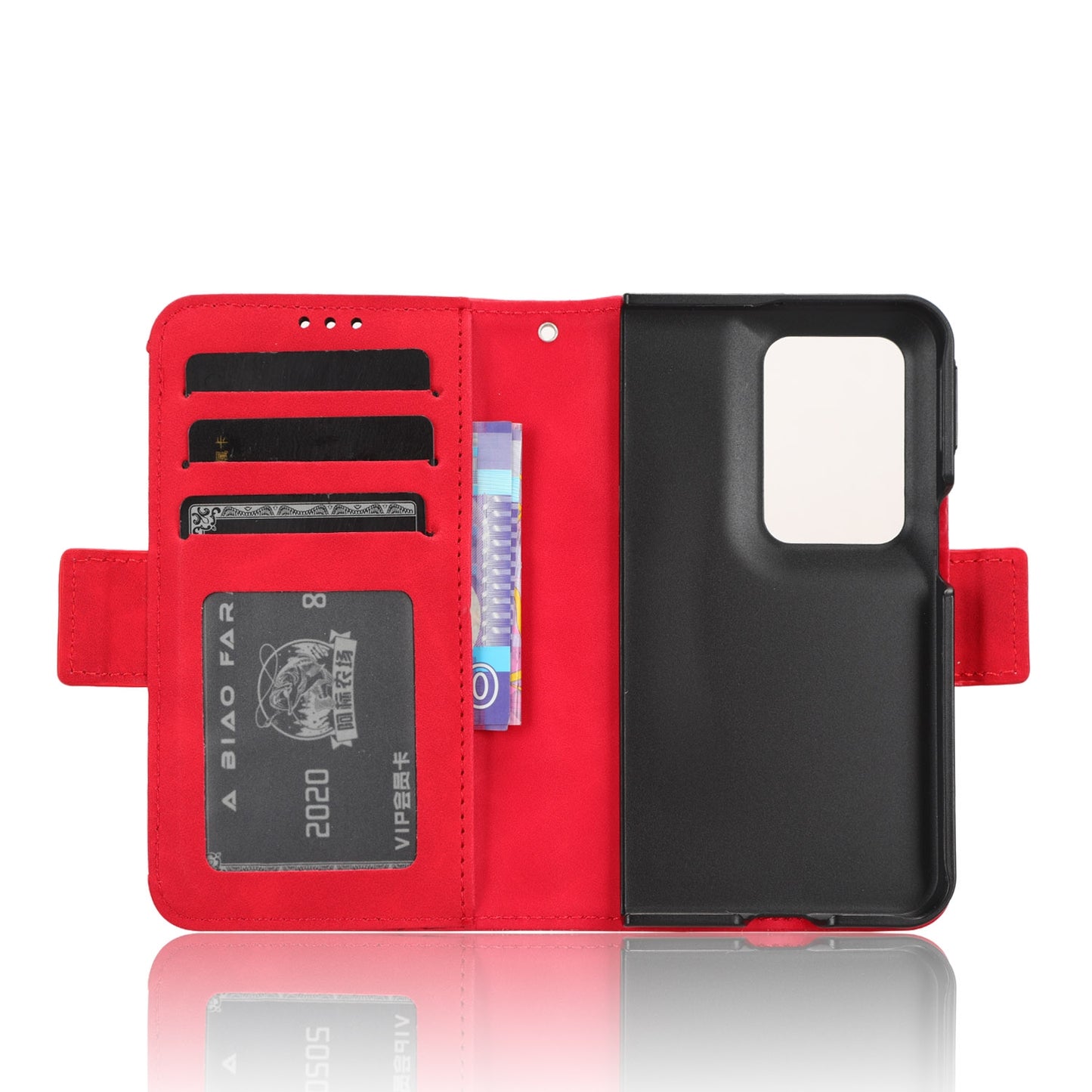OPPO Find N2 Skin Feel PU Leather Wallet Phone Case with Card Slots, Cash Pocket, Magnetic Closure, Built-In Stand, Full Protection TPU Cover