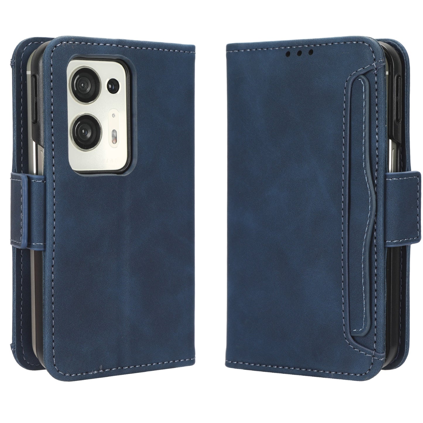 OPPO Find N2 Skin Feel PU Leather Wallet Phone Case with Card Slots, Cash Pocket, Magnetic Closure, Built-In Stand, Full Protection TPU Cover