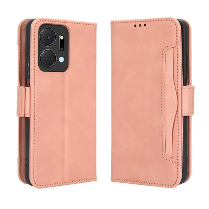 Honor X7a Skin Feel PU Leather Wallet Phone Case with Card Slots, Cash Pocket, Magnetic Closure, Built-In Stand, Full Protection TPU Cover
