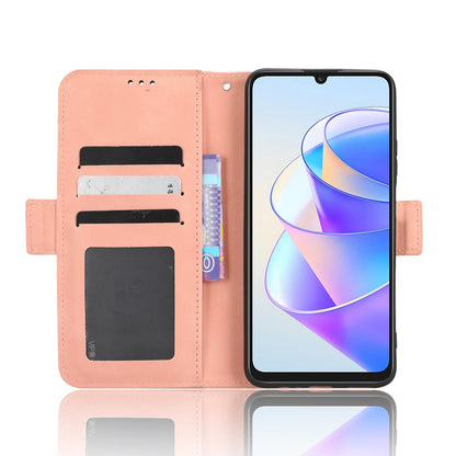 Honor X7a Skin Feel PU Leather Wallet Phone Case with Card Slots, Cash Pocket, Magnetic Closure, Built-In Stand, Full Protection TPU Cover