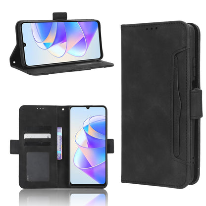 Honor X7a Skin Feel PU Leather Wallet Phone Case with Card Slots, Cash Pocket, Magnetic Closure, Built-In Stand, Full Protection TPU Cover