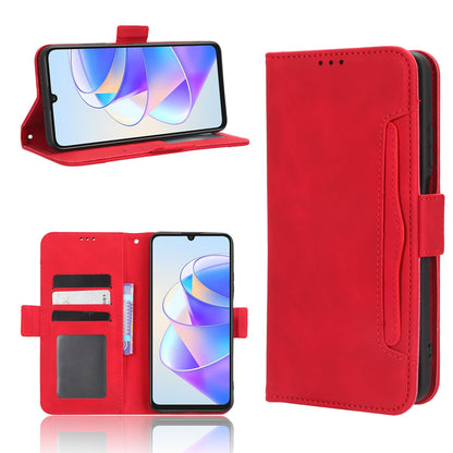 Honor X7a Skin Feel PU Leather Wallet Phone Case with Card Slots, Cash Pocket, Magnetic Closure, Built-In Stand, Full Protection TPU Cover