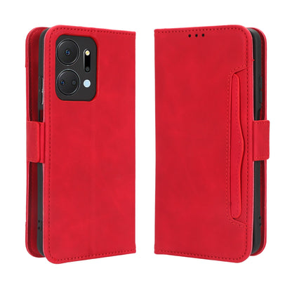 Honor X7a Skin Feel PU Leather Wallet Phone Case with Card Slots, Cash Pocket, Magnetic Closure, Built-In Stand, Full Protection TPU Cover