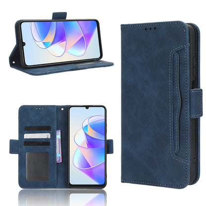 Honor X7a Skin Feel PU Leather Wallet Phone Case with Card Slots, Cash Pocket, Magnetic Closure, Built-In Stand, Full Protection TPU Cover