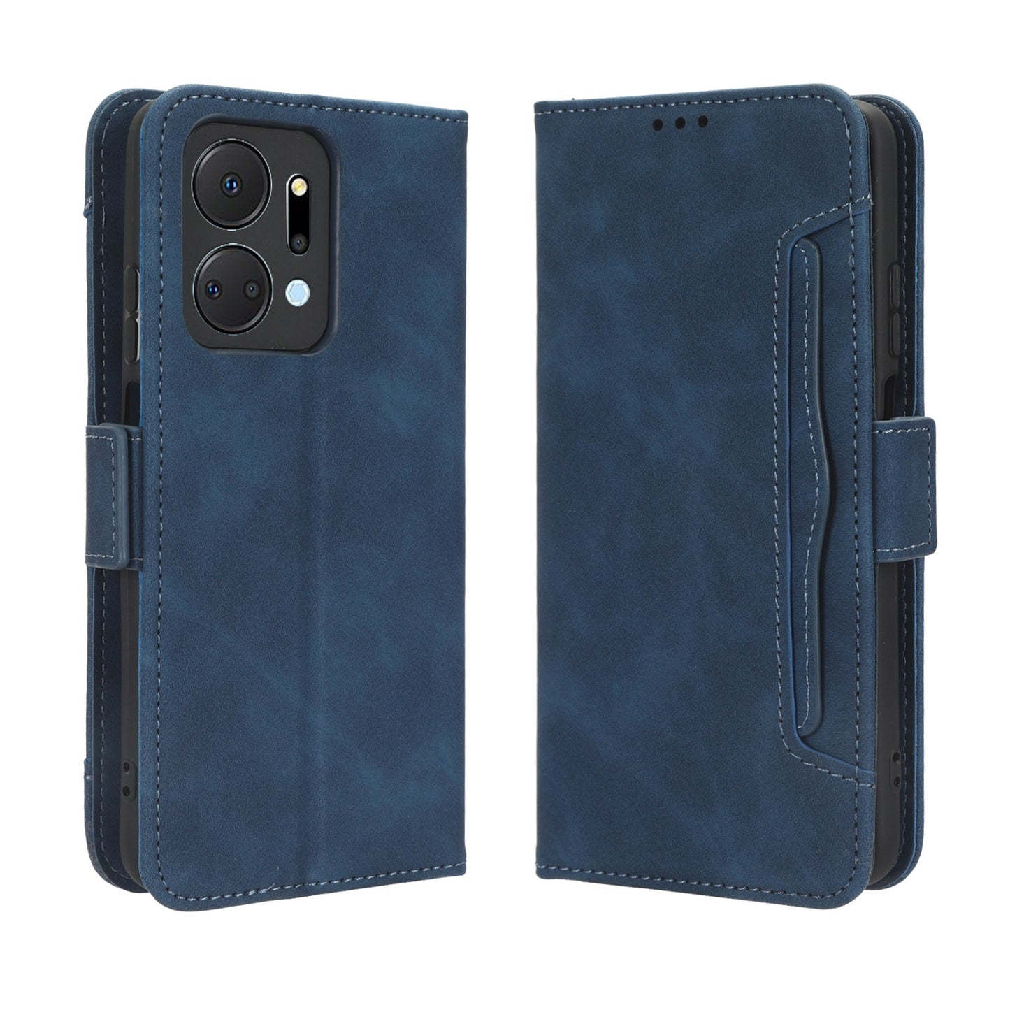 Honor X7a Skin Feel PU Leather Wallet Phone Case with Card Slots, Cash Pocket, Magnetic Closure, Built-In Stand, Full Protection TPU Cover