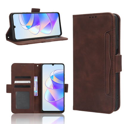 Honor X7a Skin Feel PU Leather Wallet Phone Case with Card Slots, Cash Pocket, Magnetic Closure, Built-In Stand, Full Protection TPU Cover