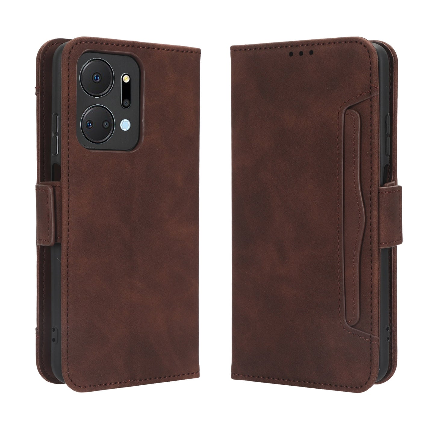 Honor X7a Skin Feel PU Leather Wallet Phone Case with Card Slots, Cash Pocket, Magnetic Closure, Built-In Stand, Full Protection TPU Cover