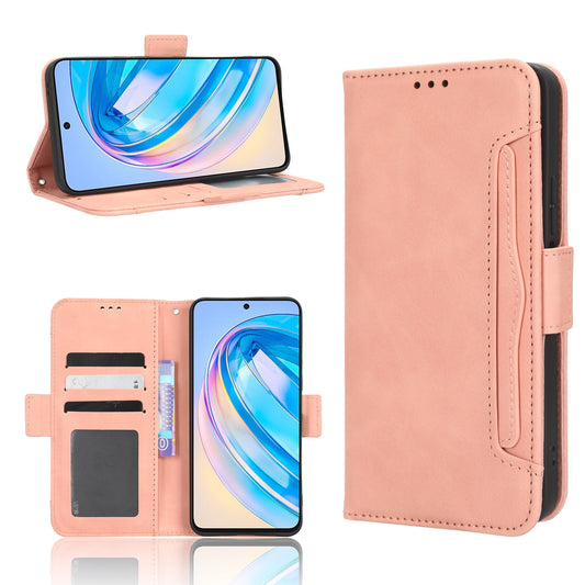 Honor X8a Skin Feel PU Leather Wallet Phone Case with Card Slots, Cash Pocket, Magnetic Closure, Built-In Stand, Full Protection TPU Cover