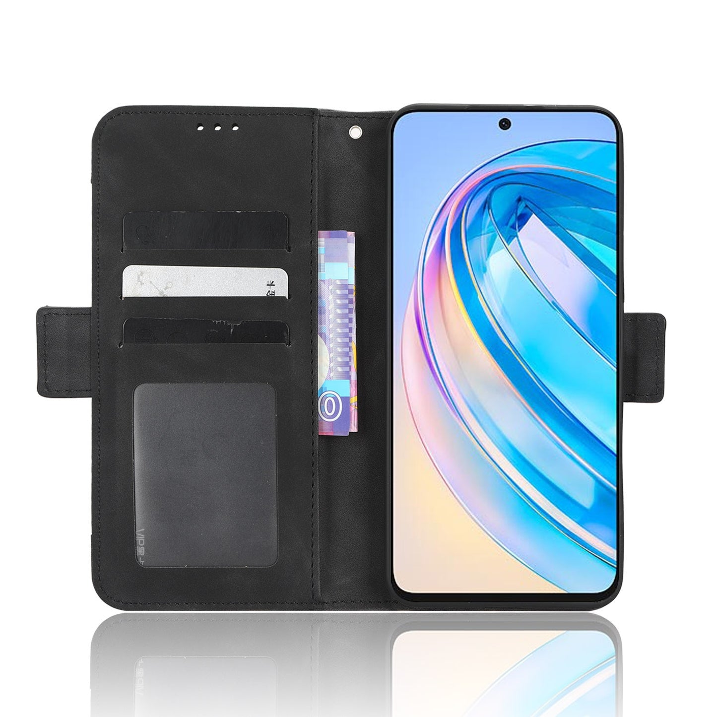 Honor X8a Skin Feel PU Leather Wallet Phone Case with Card Slots, Cash Pocket, Magnetic Closure, Built-In Stand, Full Protection TPU Cover