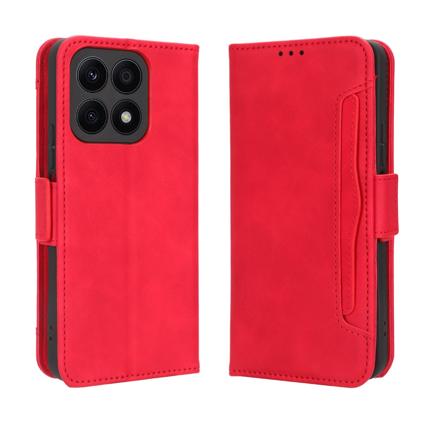 Honor X8a Skin Feel PU Leather Wallet Phone Case with Card Slots, Cash Pocket, Magnetic Closure, Built-In Stand, Full Protection TPU Cover
