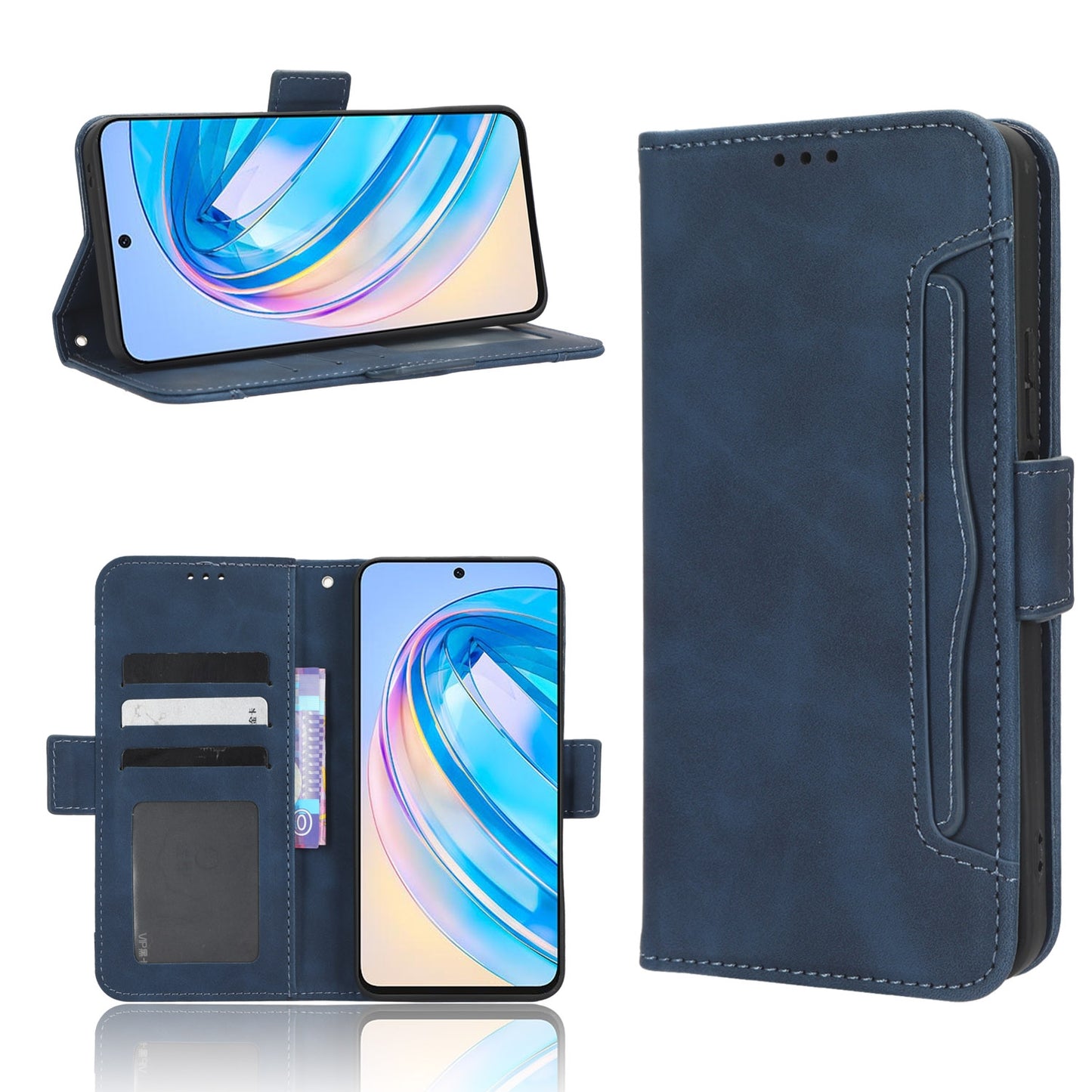 Honor X8a Skin Feel PU Leather Wallet Phone Case with Card Slots, Cash Pocket, Magnetic Closure, Built-In Stand, Full Protection TPU Cover