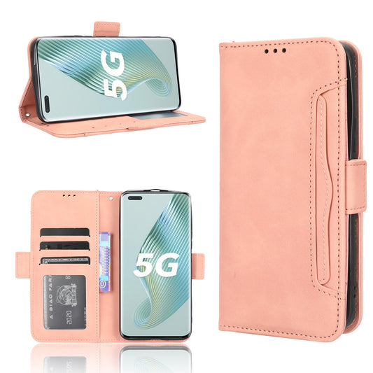 Honor Magic5 Pro Skin Feel PU Leather Wallet Phone Case with Card Slots, Cash Pocket, Magnetic Closure, Built-In Stand, Full Protection TPU Cover