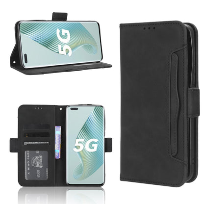 Honor Magic5 Pro Skin Feel PU Leather Wallet Phone Case with Card Slots, Cash Pocket, Magnetic Closure, Built-In Stand, Full Protection TPU Cover