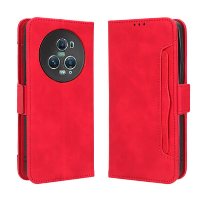Honor Magic5 Pro Skin Feel PU Leather Wallet Phone Case with Card Slots, Cash Pocket, Magnetic Closure, Built-In Stand, Full Protection TPU Cover
