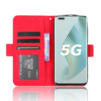 Honor Magic5 Pro Skin Feel PU Leather Wallet Phone Case with Card Slots, Cash Pocket, Magnetic Closure, Built-In Stand, Full Protection TPU Cover