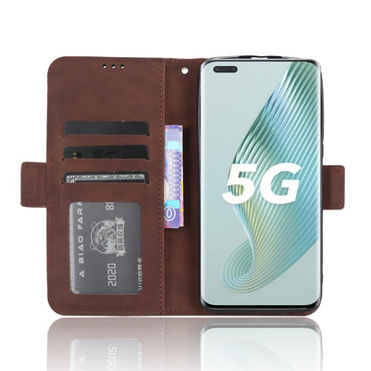 Honor Magic5 Pro Skin Feel PU Leather Wallet Phone Case with Card Slots, Cash Pocket, Magnetic Closure, Built-In Stand, Full Protection TPU Cover